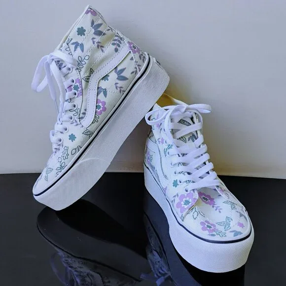 Vans Women Sk8-Hi Tapered Canvas Sneaker in Lovely Pastel Floral Frosted Mint - Picture 11 of 13
